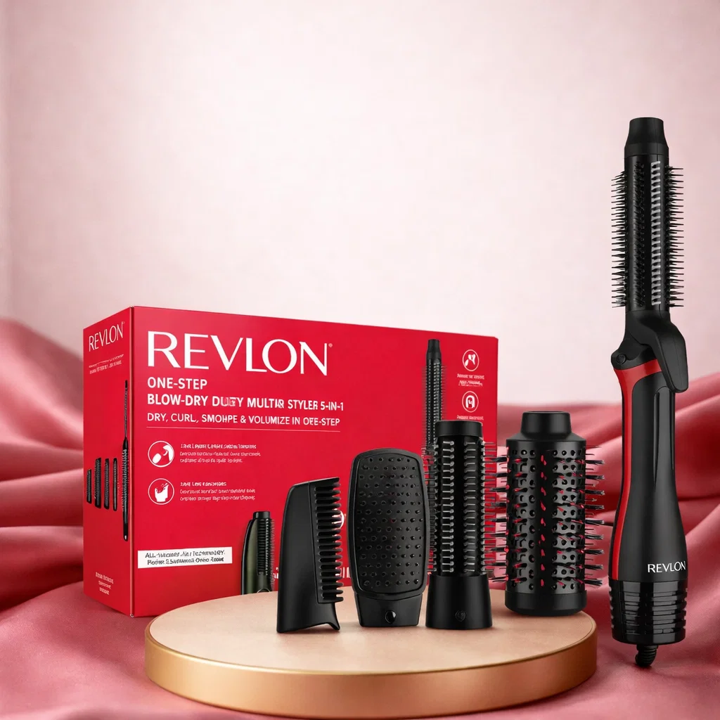 ريفلون مجفف شعر 5 في 1 ون ستيب تي ام ومصفف متعدد (رؤوس قابلة للازالة، ملحق تمويج الشعر، مجفف، مجفف، مصفف شعر) RVDR5370