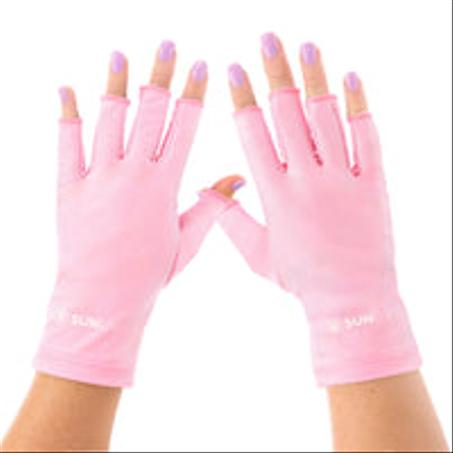 قفازات SUNUV LED وردية اللون للأظافر الجل، قفازات واقية من الأشعة فوق البنفسجية بمعامل حماية +UPF 50 لمصابيح الأظافر الجل، قفازات احترافية لفنيات الأظافر