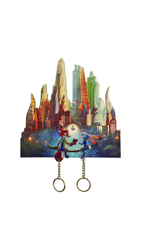 Nick & Judy City Love Keychain 🌆❤️ | ميدالية مفاتيح مستوحاة من عالم Zootopia