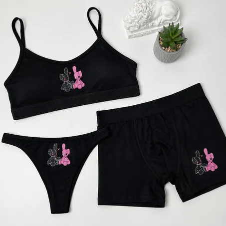 🐰🖤 طقم Bunny Love للأزواج - لمسة حب وأناقة 🖤🐰
