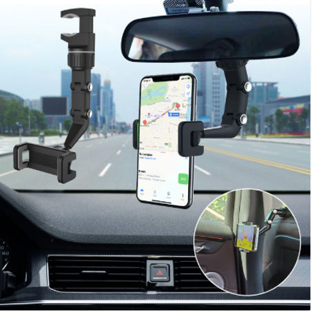 حامل هاتف مرآة الرؤية الخلفية للسيارة أو الكرسي الخلفي ، قابل لدوران