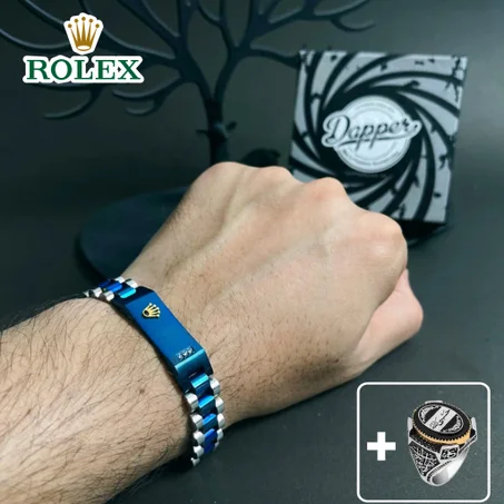 سوار روليكس نحاسي فاخر + خاتم أنيق ✨ هدية