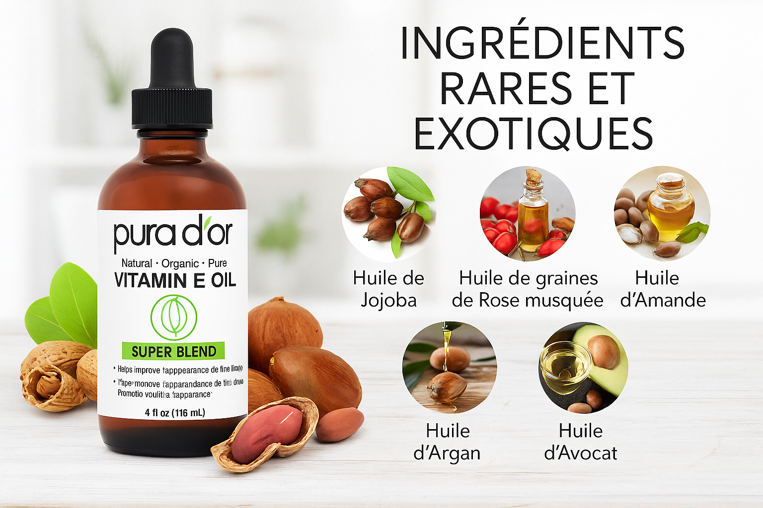 Pura D'Or: Mélange d'huiles de vitamine E biologique