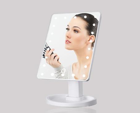 مرآة للمكياج مزودة بإضاءة ليد حساسة للمس ، مزودة بمدخل يو إس بي ، 22 مصباحًا