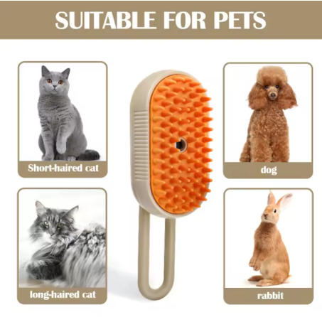 🐾 Cepillo 3 en 1 con Vaporizador para Mascotas – Herramienta Eléctrica de Aseo para Perros y Gatos