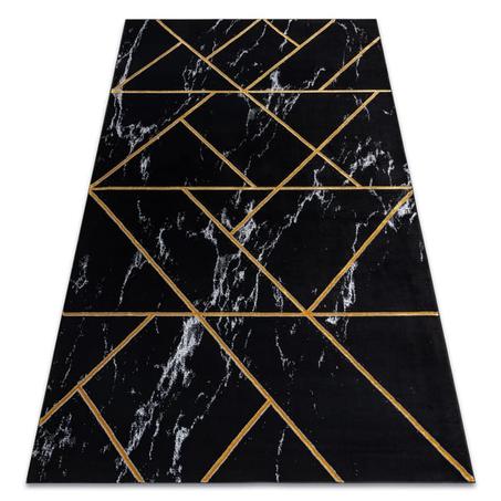 Alfombra Moderna Geométrica Negra y Dorada – Estilo Elegante y Sofisticado