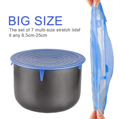 Couvercles alimentaires réutilisables en Silicone, 6/7 pièces