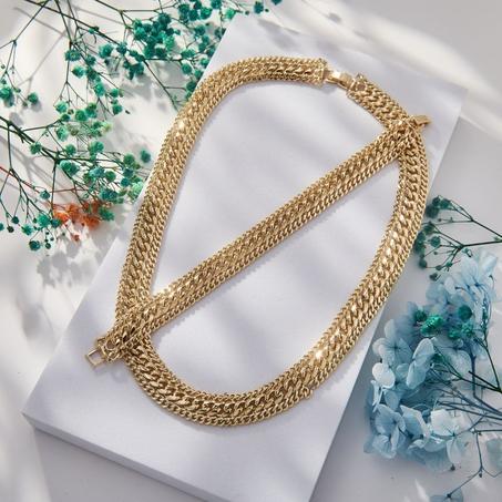 COLLIER & BRACELET EN CHAÎNE - DORÉ
