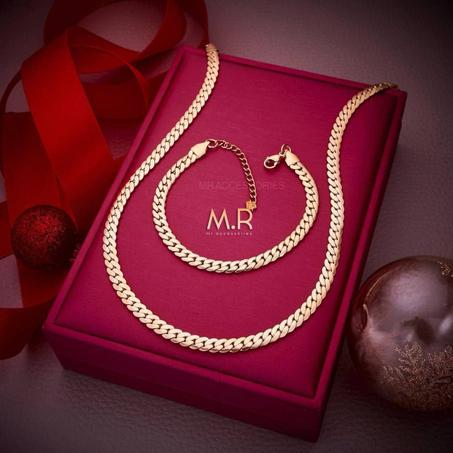 MINIMALIST GOLD TONE CHAIN BRACELET & NECKLACE