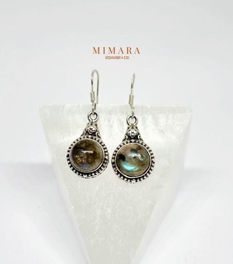 Boucles d'oreilles  "Labradorite"2 en métal d'argent.