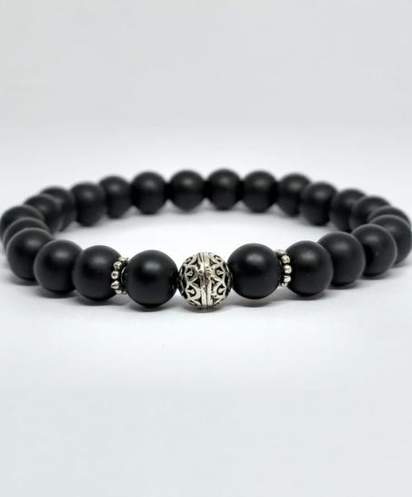 Bracelet "onyx et argent"