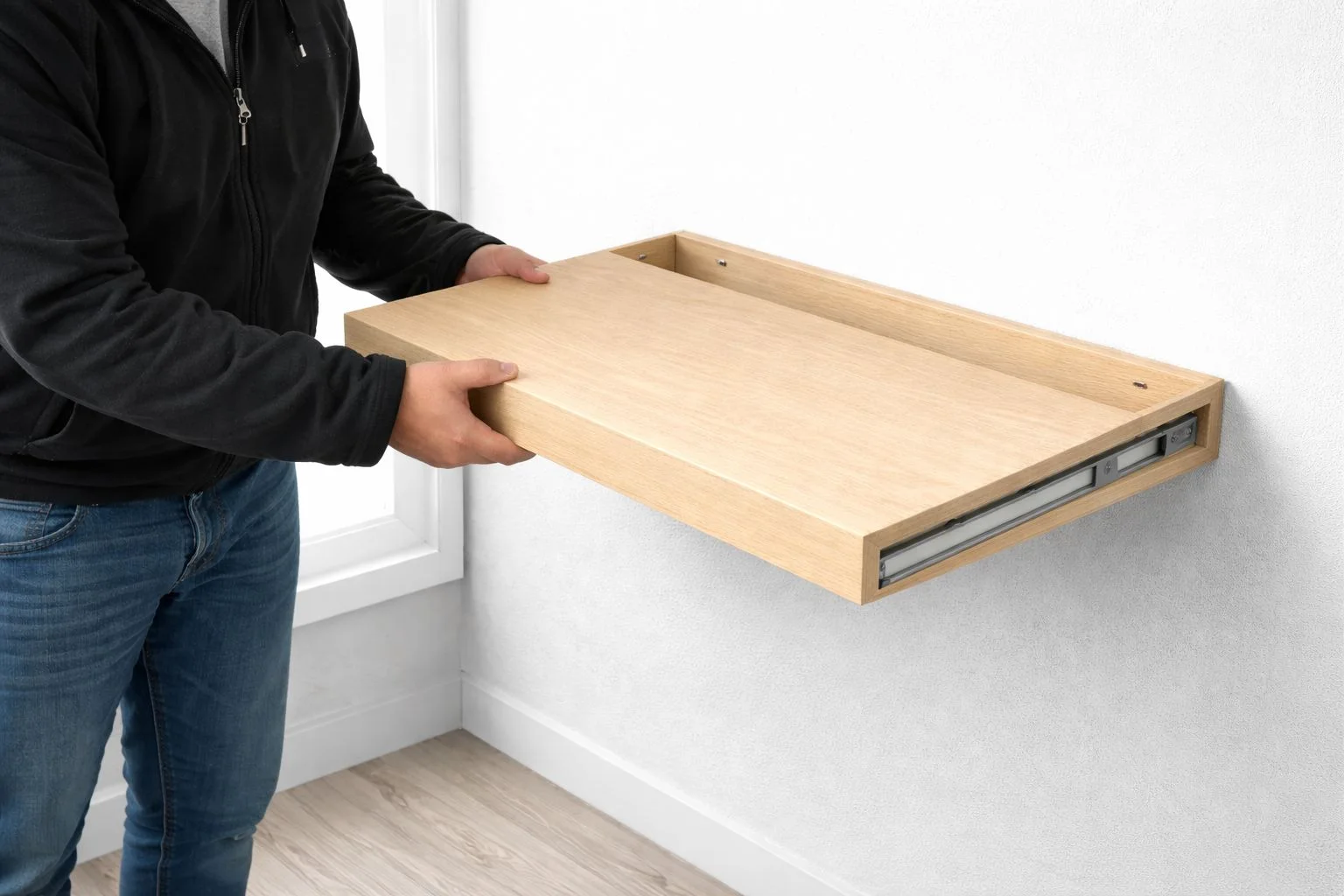 رف مع مكان خفي قابل للسحب