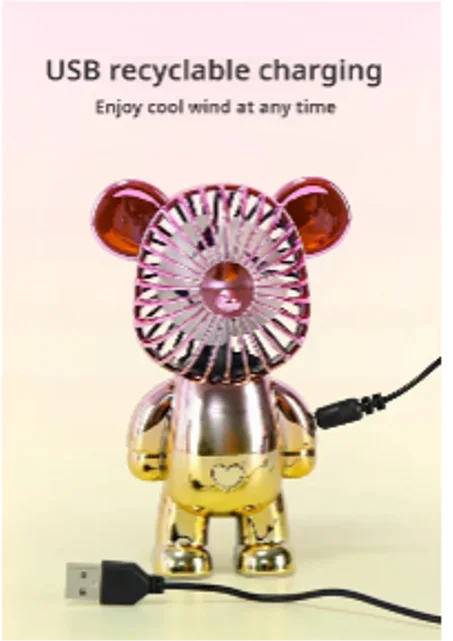 مروحة تغيير بالكهرباء ، صغيرة اللون ، محمولة باليد ، شحن USB ، صغيرة ، تبريد ، مراوح كهربائية ، جرافيتي ، دب ، أو