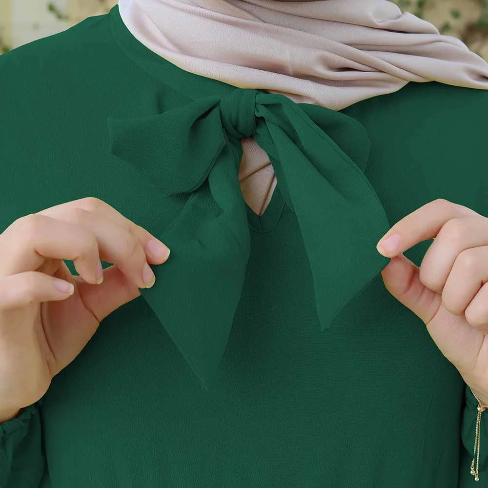 Robe avec Cravate Vert Foncé
