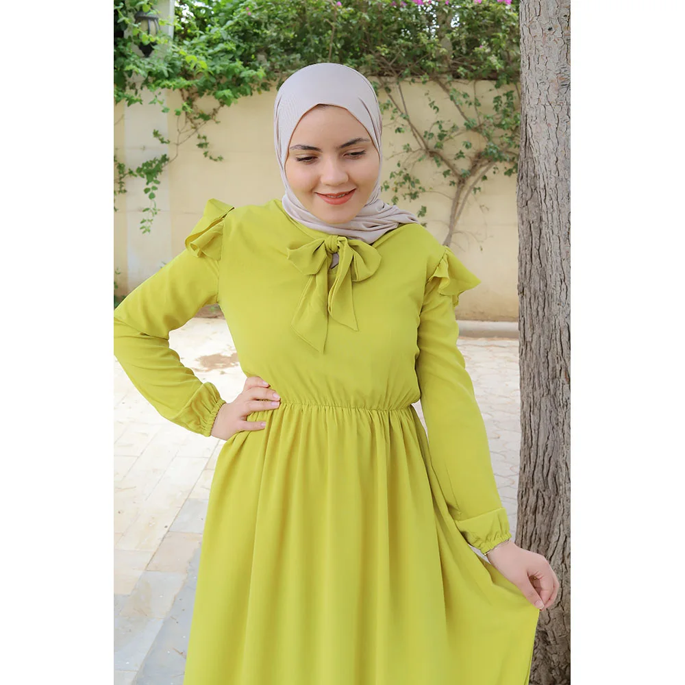 Robe avec Cravate Vert Citron