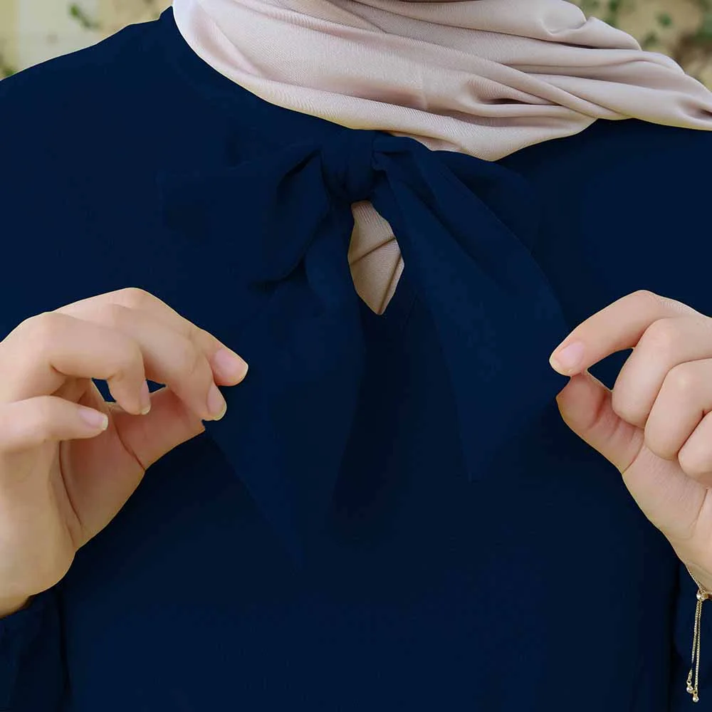 Robe avec Cravate Bleu Marine