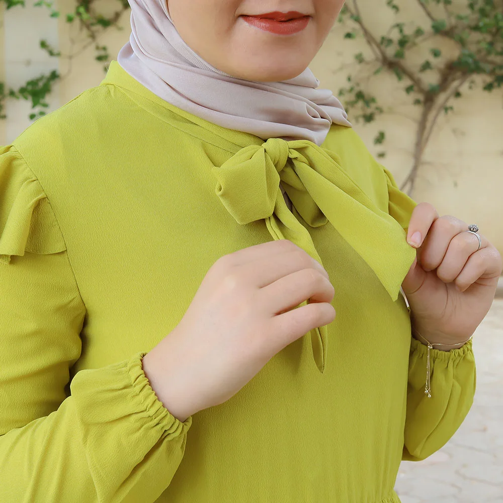 Robe avec Cravate Vert Citron