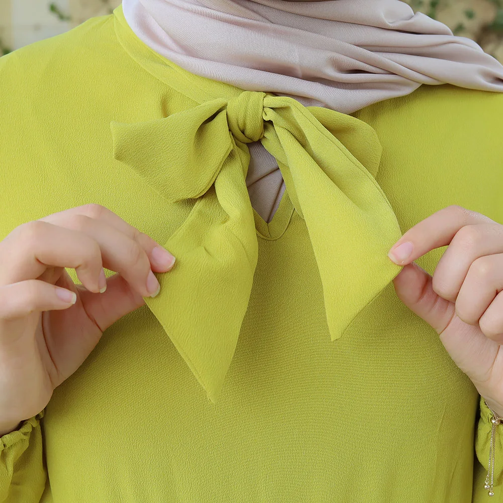 Robe avec Cravate Vert Citron