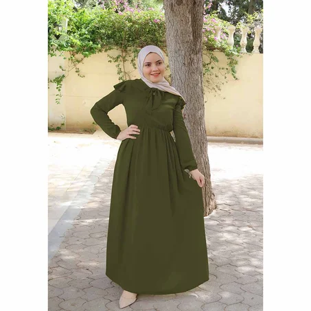 Robe avec Cravate Vert olive