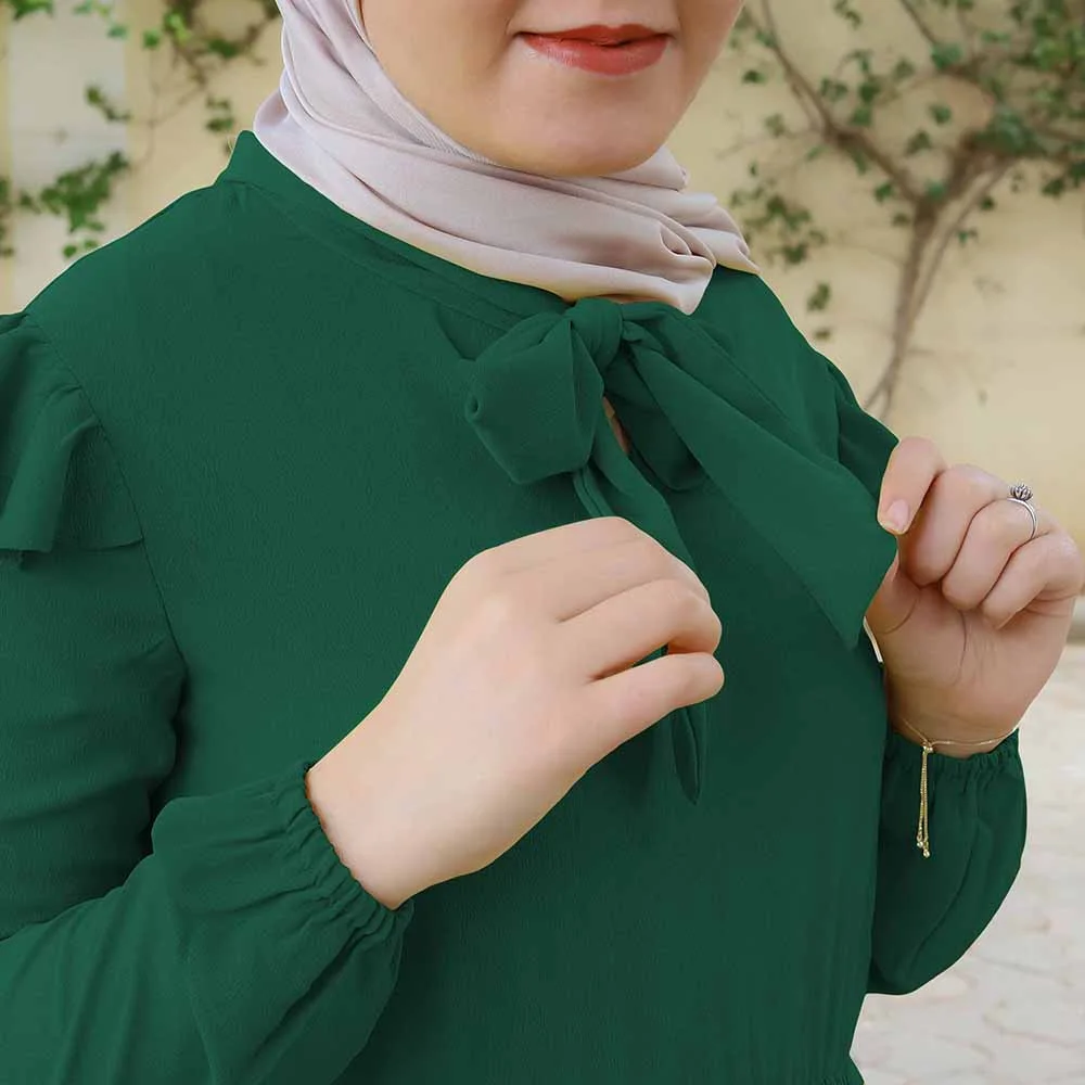 Robe avec Cravate Vert Foncé