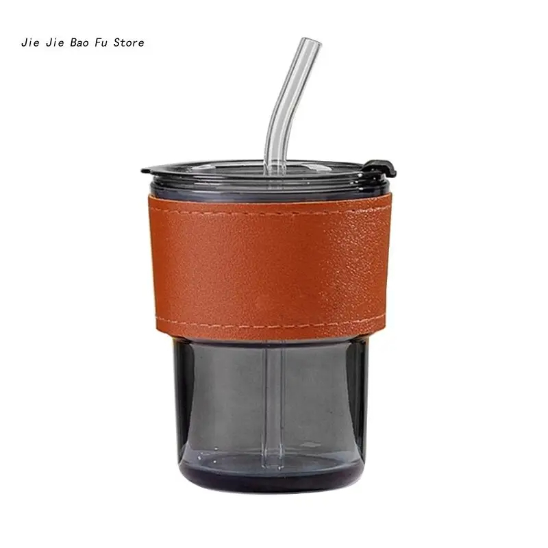 Verre Moderne avec Couvercle et Paille