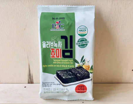 Seaweed seasoned with olive oil and green tea 4.5g