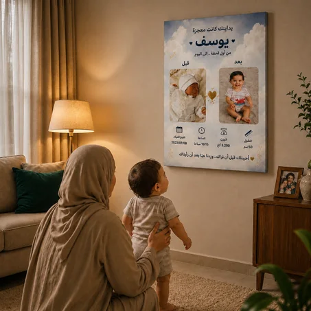 لوحة ميلاد مخصّصة – من أول لحظة إلى اليوم
