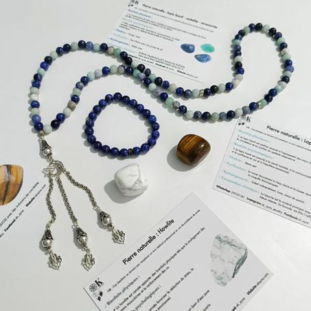 Chapelet tasbih en pierres naturelles