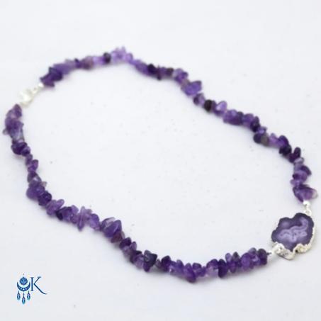 Collier en Améthyste avec Pendentif en Agate
