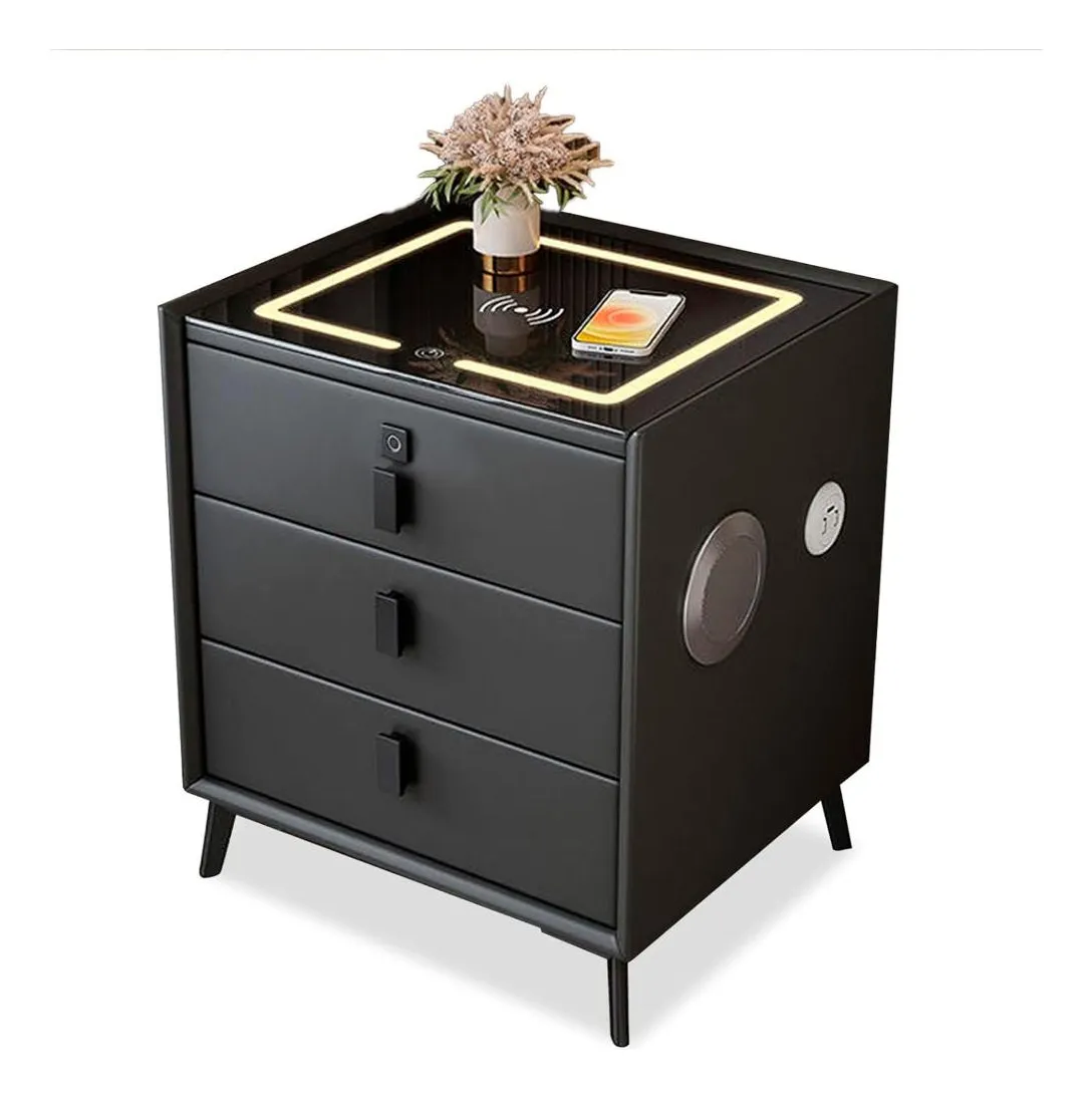 طاولة سرير ذكية بثلاثة أدراج