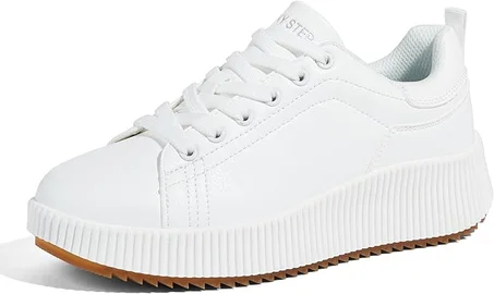 لاكي ستيب حذاء رياضي بكعب سميك للنساء مزين باحجار الراين بتصميم عصري مكتنز كاجوال لامع مضفر مشي