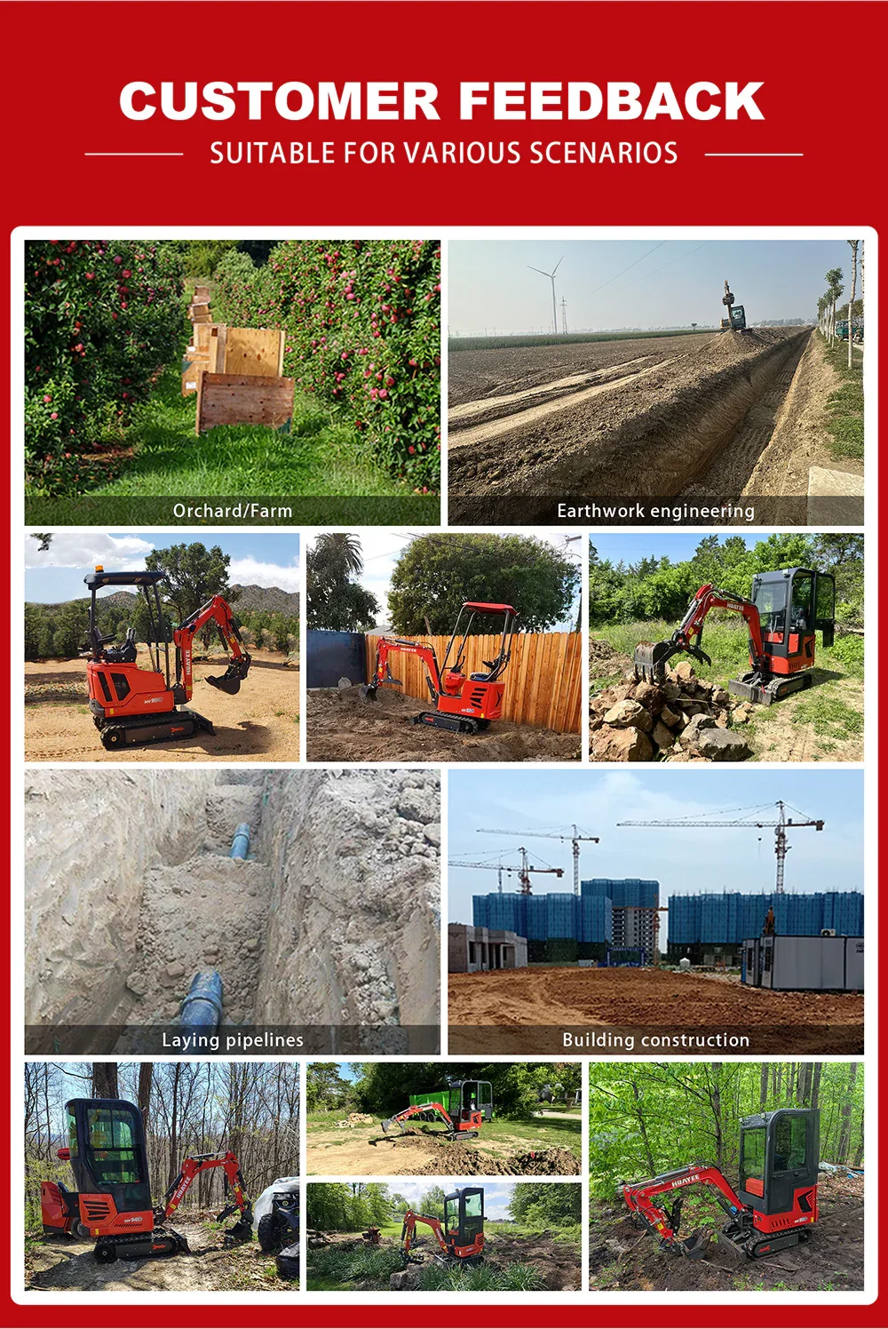 Mini Excavator with 14hp Kubota Engine | Hydraulic Thumb, Side Swing & Canopy | HUAYEE HY18B