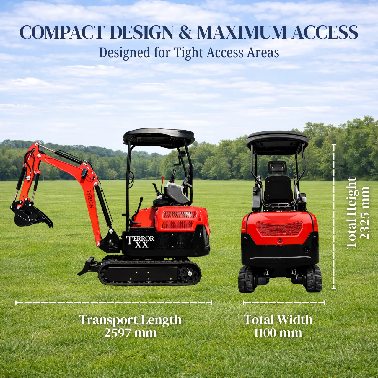 Terror XX Mini Excavator 4000lb Kubota D902 EPA Engine Crawler New