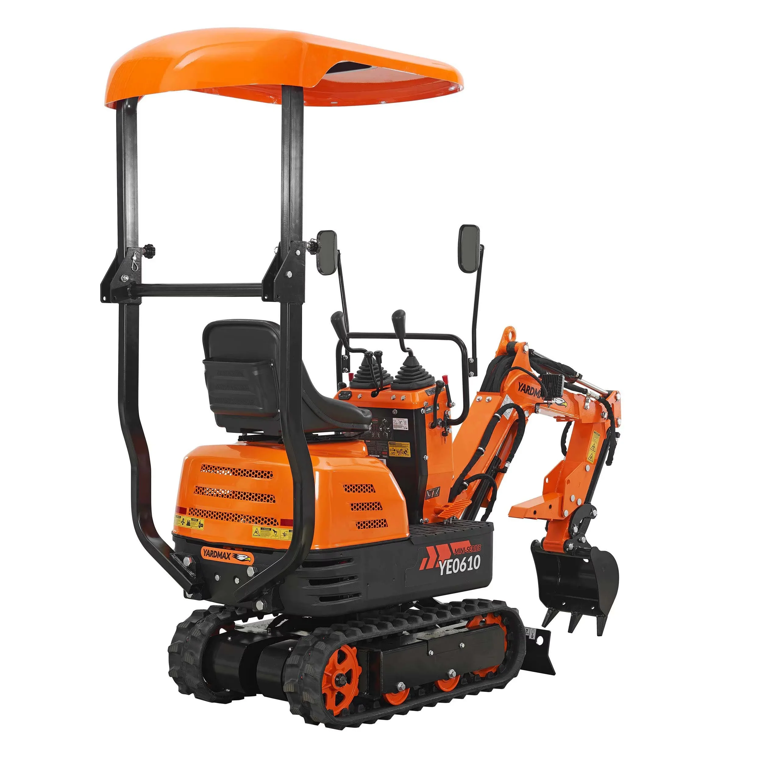 Mini Excavator with canopy, Claw, Grading Bucket & Rake, 306cc EPA compliant engine, suitable for construction work, farm&landscaping, utility installations