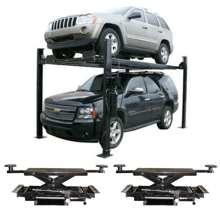 ATLAS GARAGE PRO9000 4-POST LIFT WITH PROJACK35 SLIDING BRIDGE JACKS COMBO