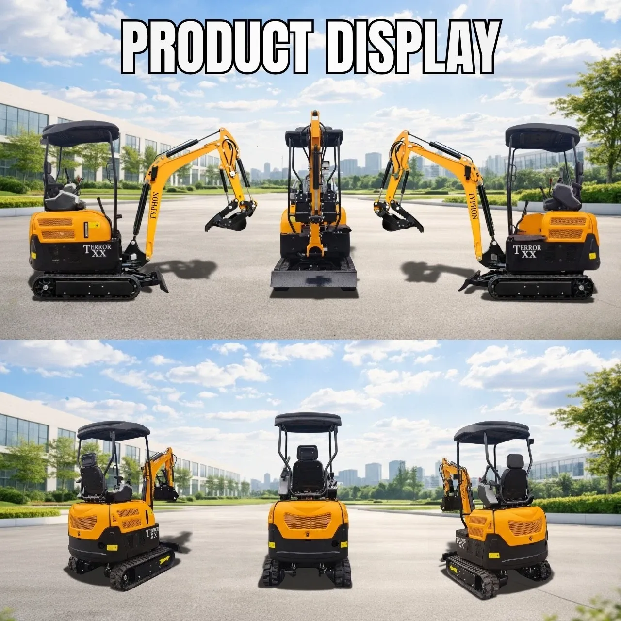TYPHON TERROR XX 4000lb Mini Excavator 12 Attachments Kubota D902 Diesel Engine
