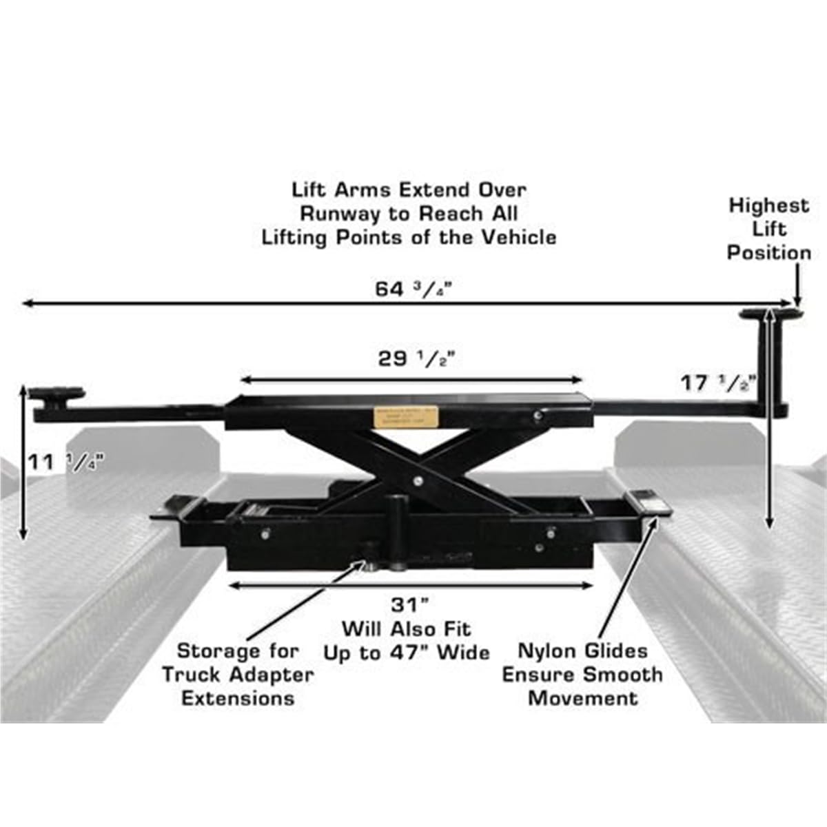 Atlas RJ-35 Sliding Hydraulic Center Jack 3500 Lbs. Capacity and Truck Adapters