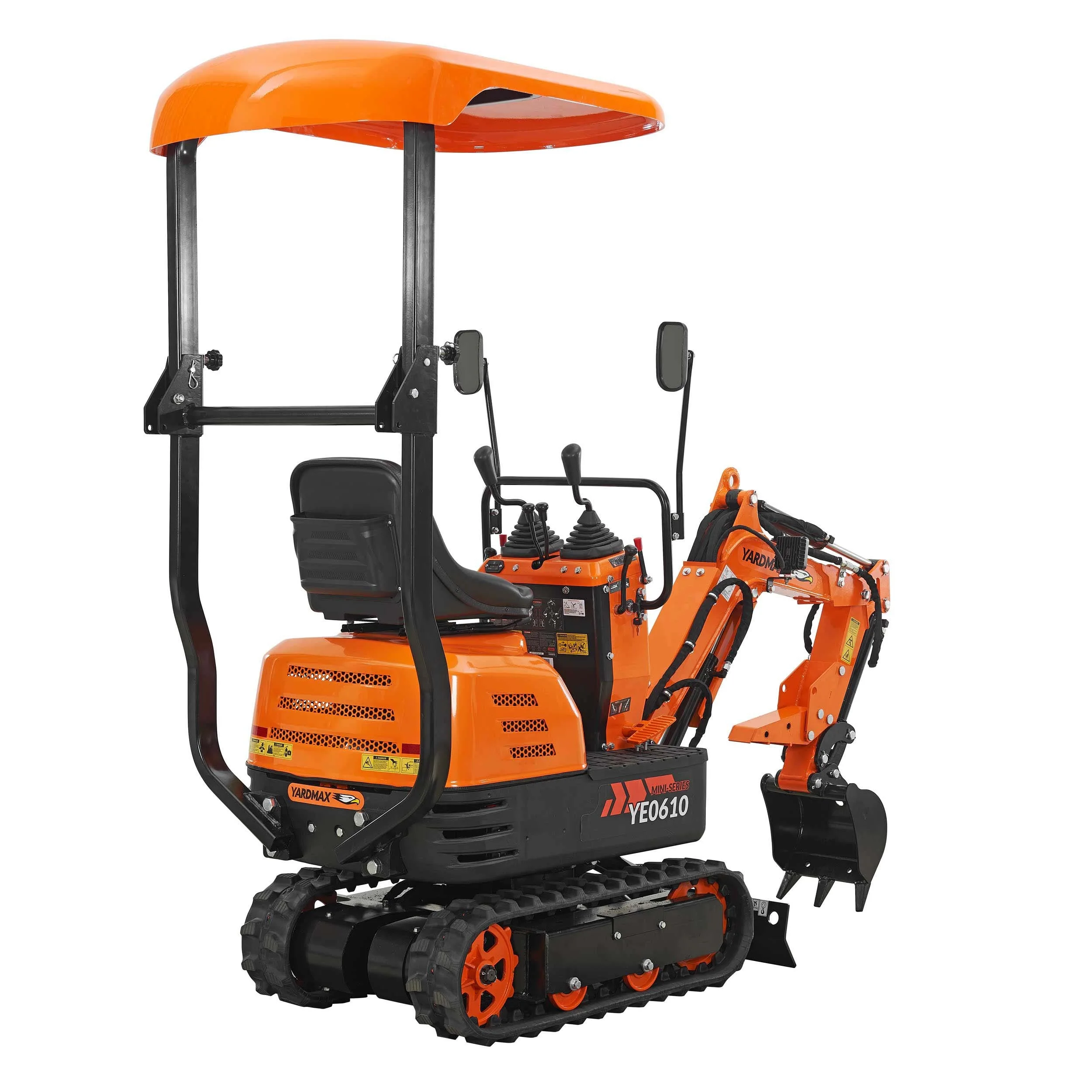 Mini Excavator with canopy, Claw, Grading Bucket & Rake, 306cc EPA compliant engine, suitable for construction work, farm&landscaping, utility installations