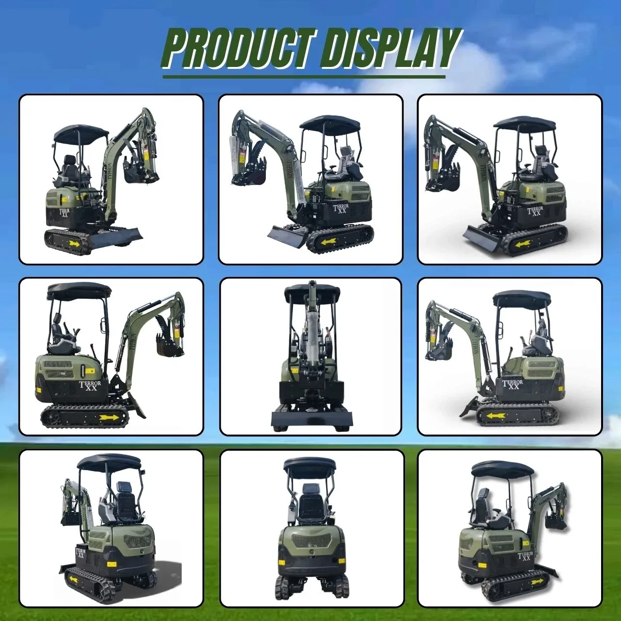 New TYPHON TERROR XX 4000lb Mini Excavator SideSwing Kuobta D902 12 Attachments