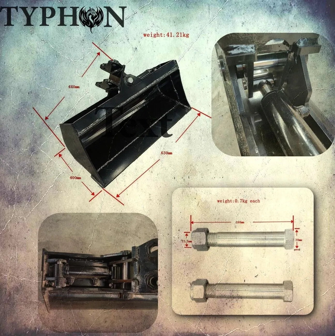 600mm Tilting Bucket Attachment for TYPHON Mini Excavators Mini Excavator Bucket