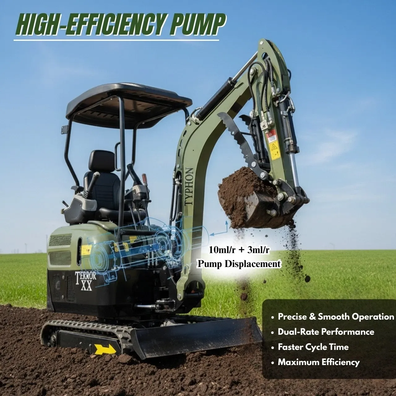 New TYPHON TERROR XX 4000lb Mini Excavator SideSwing Kuobta D902 12 Attachments