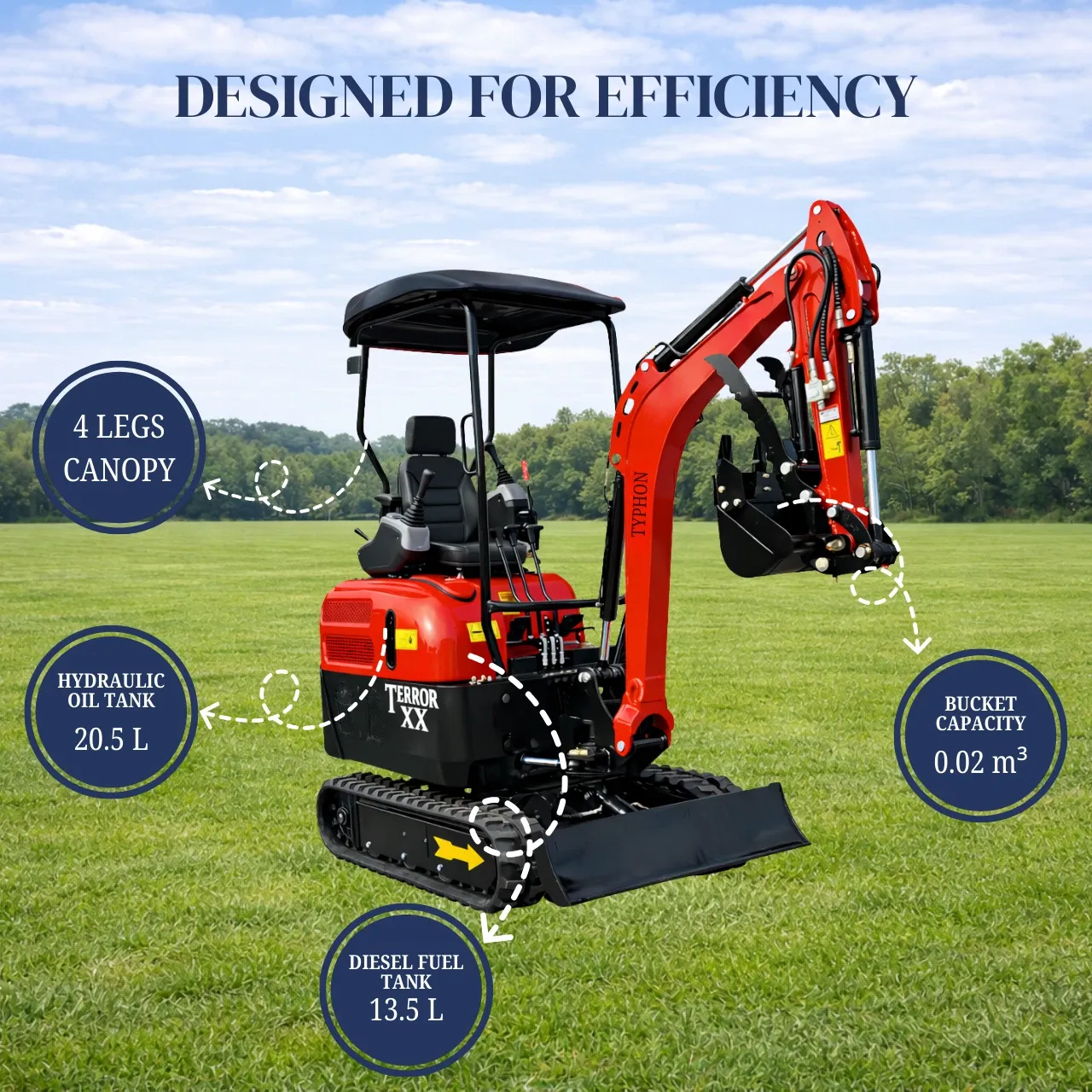 Terror XX Mini Excavator 4000lb Kubota D902 EPA Engine Crawler New