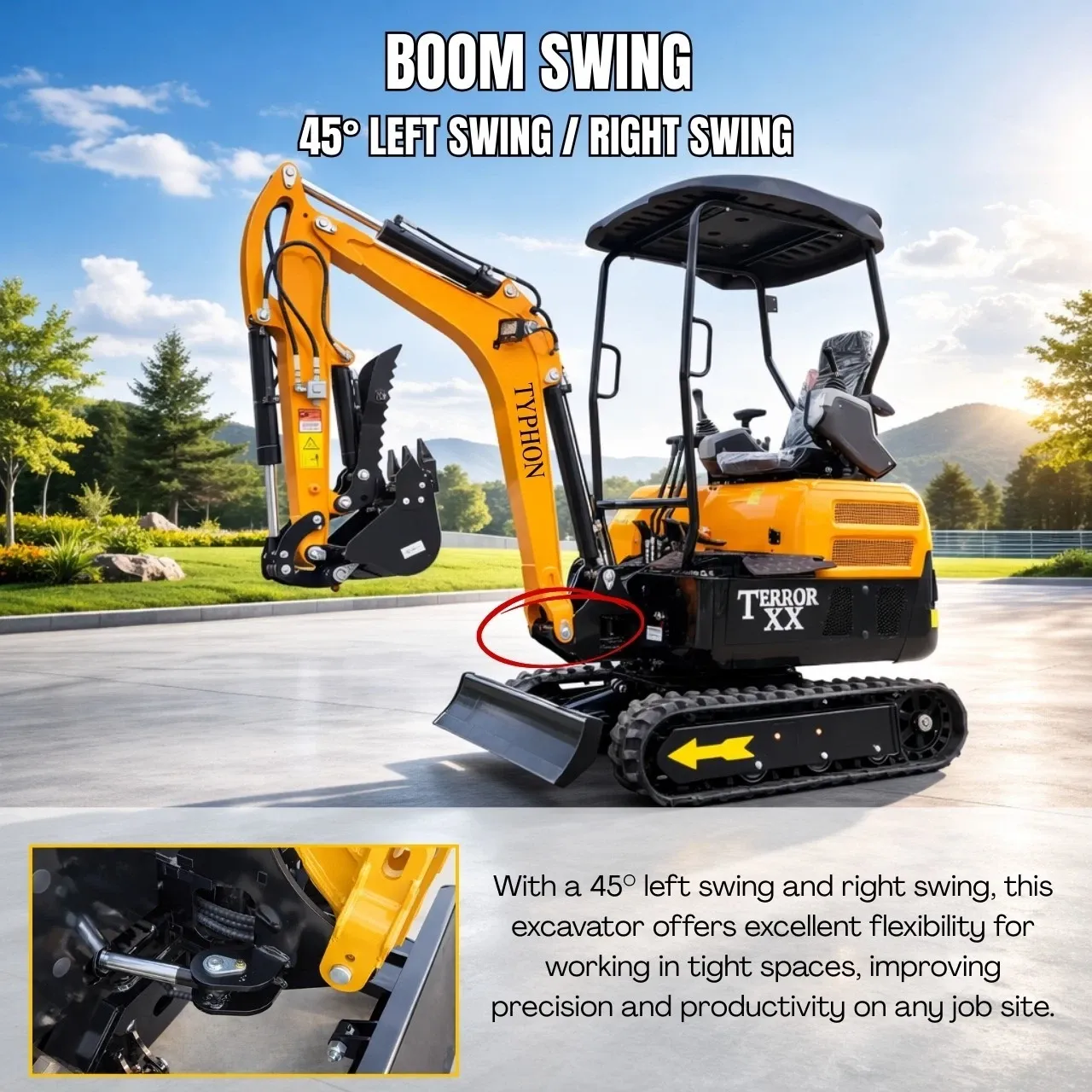 TYPHON TERROR XX 4000lb Mini Excavator 12 Attachments Kubota D902 Diesel Engine
