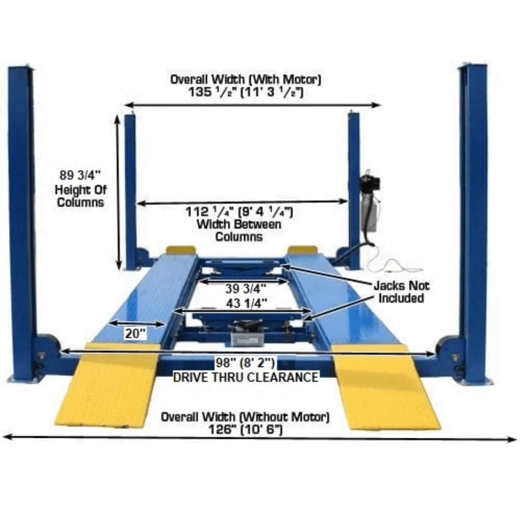 12,000 LB. CAPACITY COMMERCIAL GRADE 4-POST LIFT