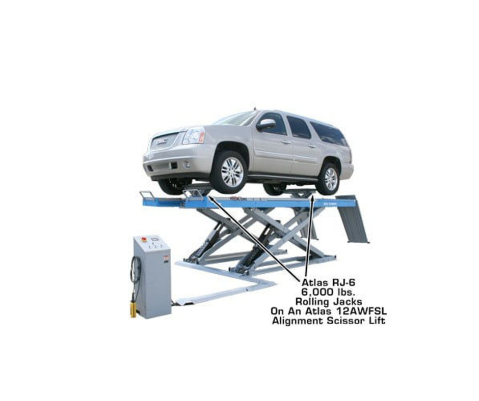 Atlas® RJ-6 Rolling Air/Hydraulic Center Jack 6,000 Lbs. Capacity and Truck Adapters