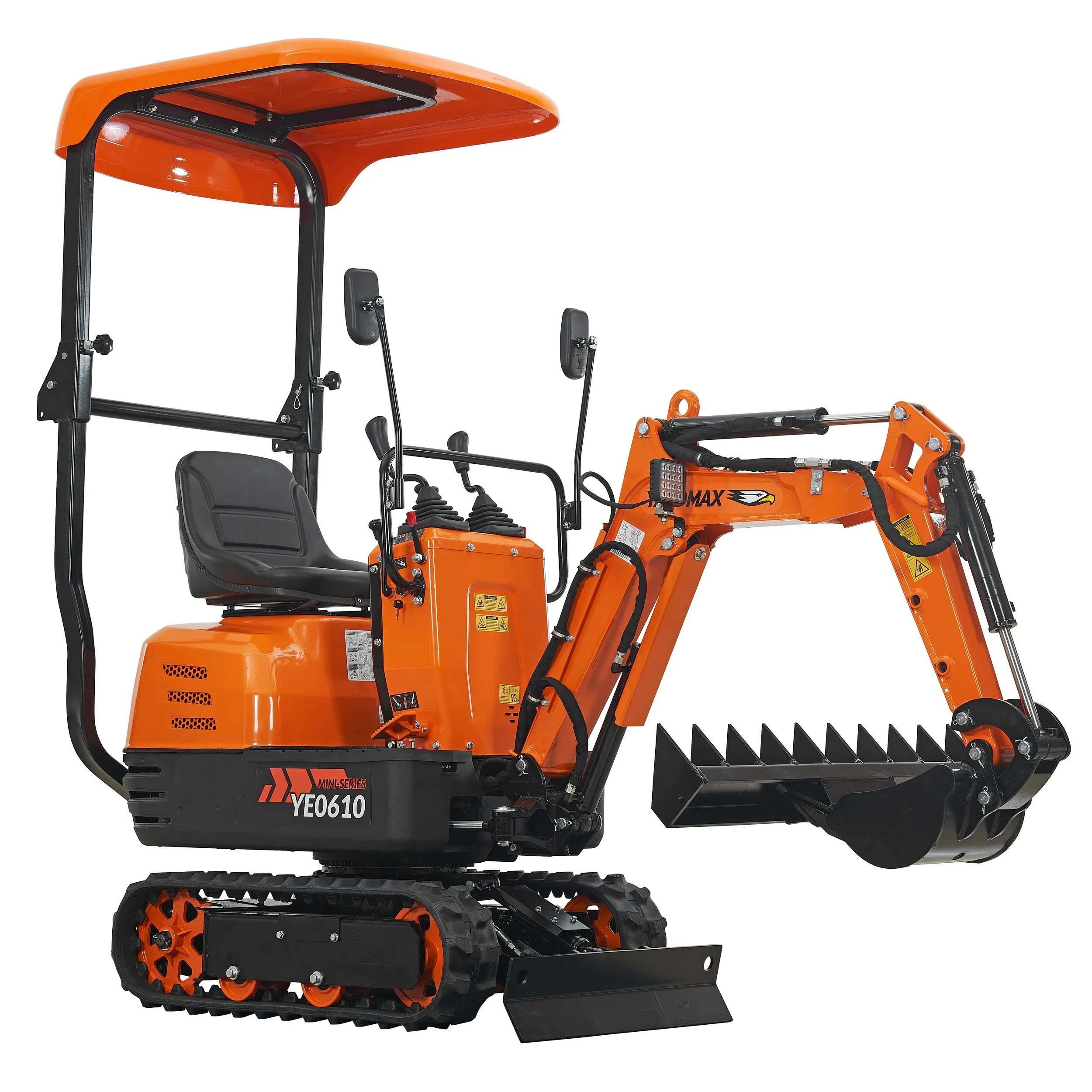 Mini Excavator with canopy, Claw, Grading Bucket & Rake, 306cc EPA compliant engine, suitable for construction work, farm&landscaping, utility installations