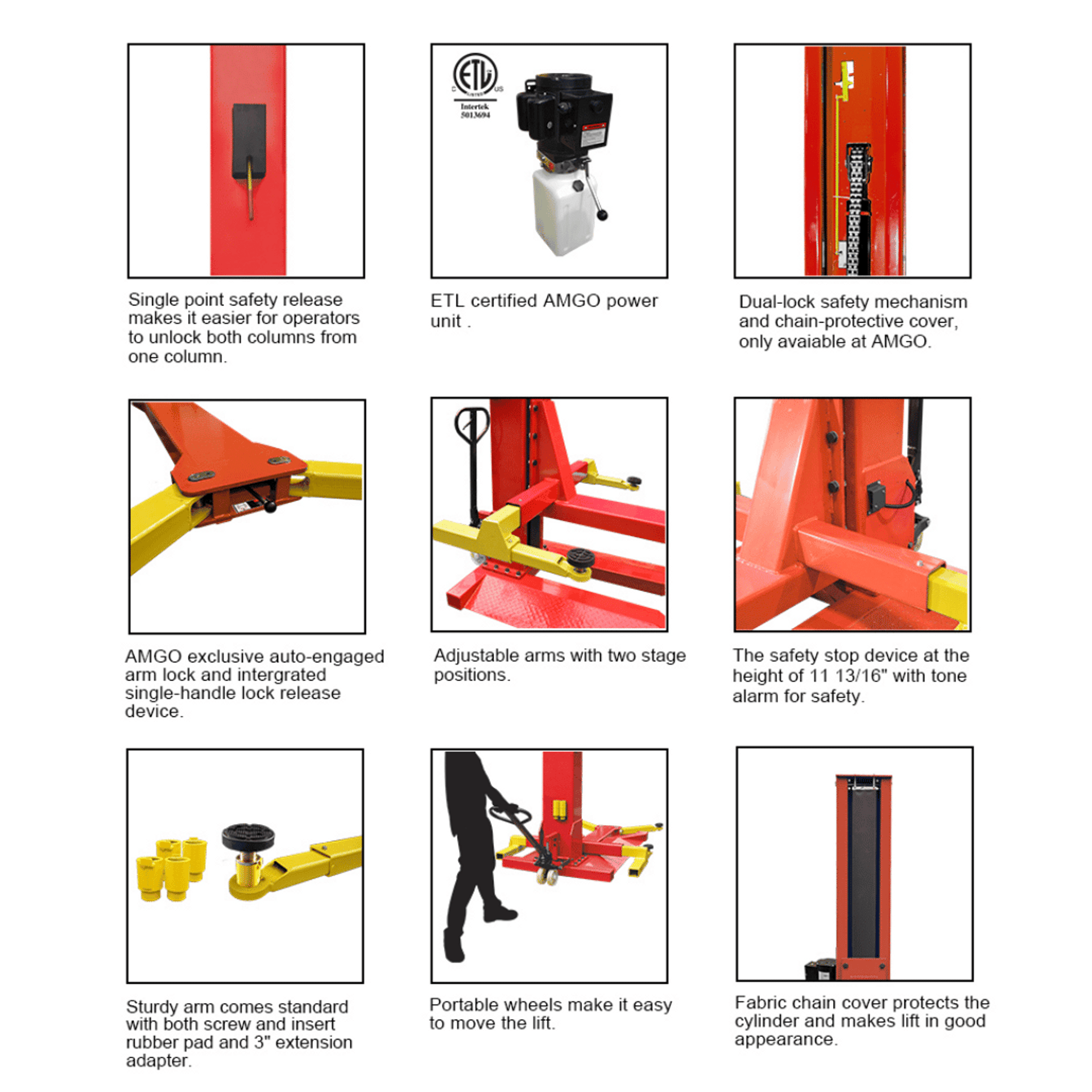 AMGO SML-7 7,000 lb. Single Post Lift