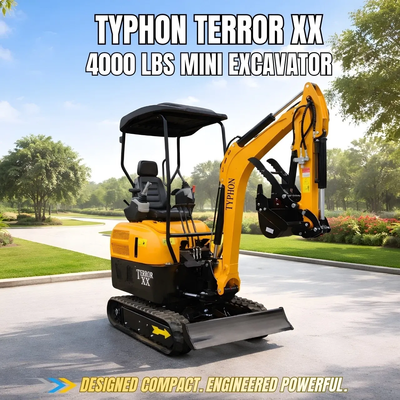 TYPHON TERROR XX 4000lb Mini Excavator 12 Attachments Kubota D902 Diesel Engine