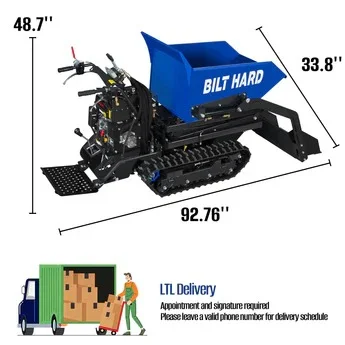 BILT HARD 1100lbs Capacity Tracked Wheelbarrow – 302cc Gas Powered Dumper w/ Electric Start