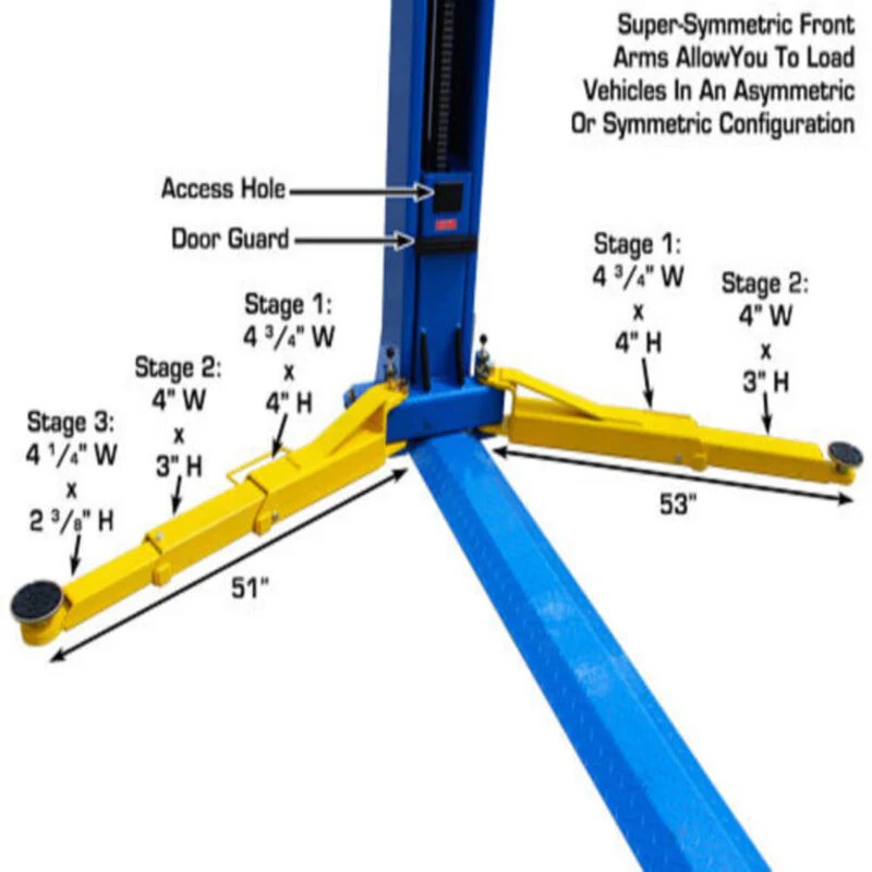 ATLAS BP10000X 2-POST LIFT – 10,000LB CAPACITY FOR LOW CEILINGS